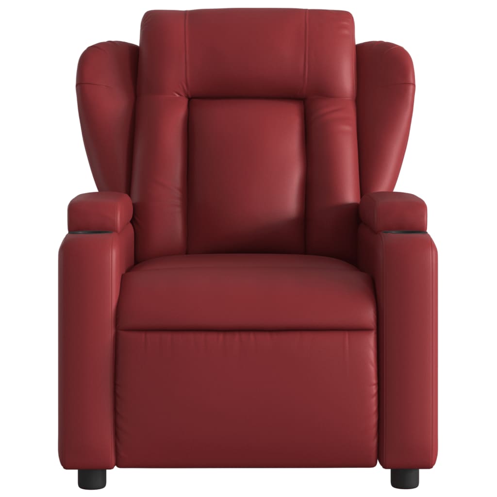 Sillón reclinable eléctrico de cuero sintético rojo tinto V0223 Vetonek
