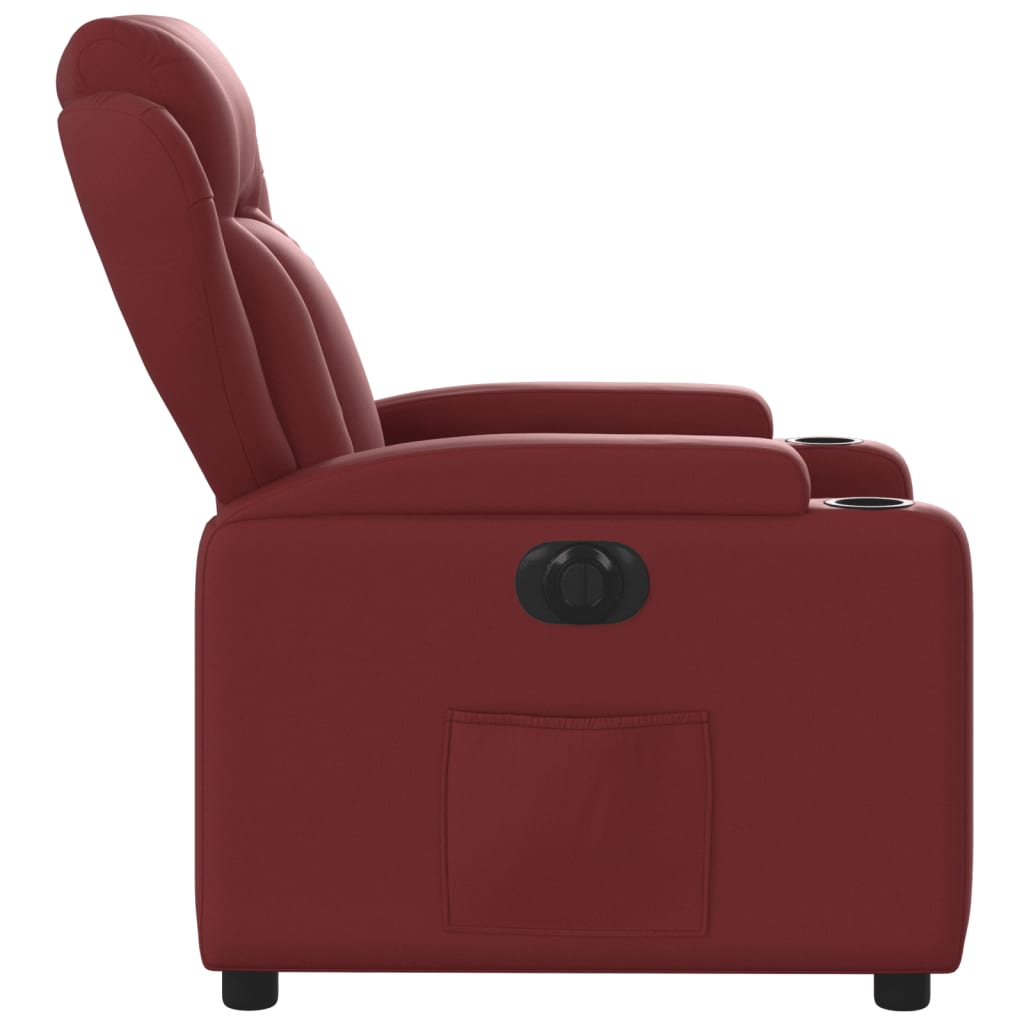 Sillón reclinable eléctrico de cuero sintético rojo tinto V0223 Vetonek