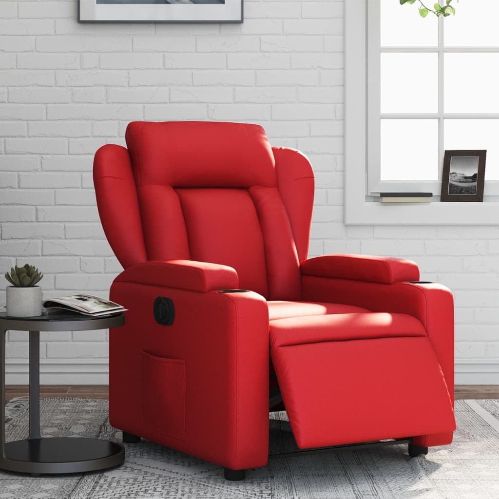 Vetonek Sillón reclinable eléctrico de cuero sintético rojo