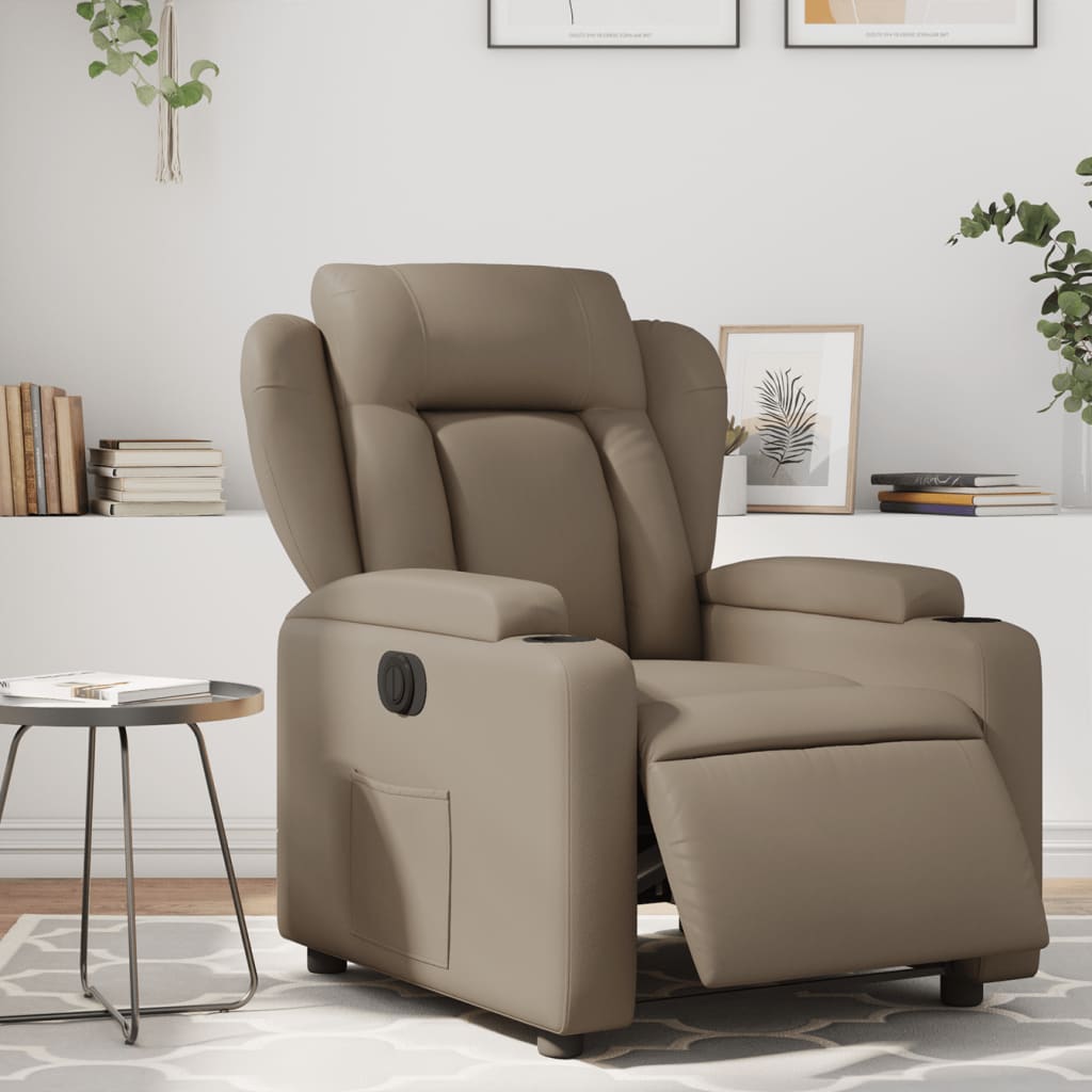 Vetonek Sillón reclinable eléctrico de cuero sintético color capuchino