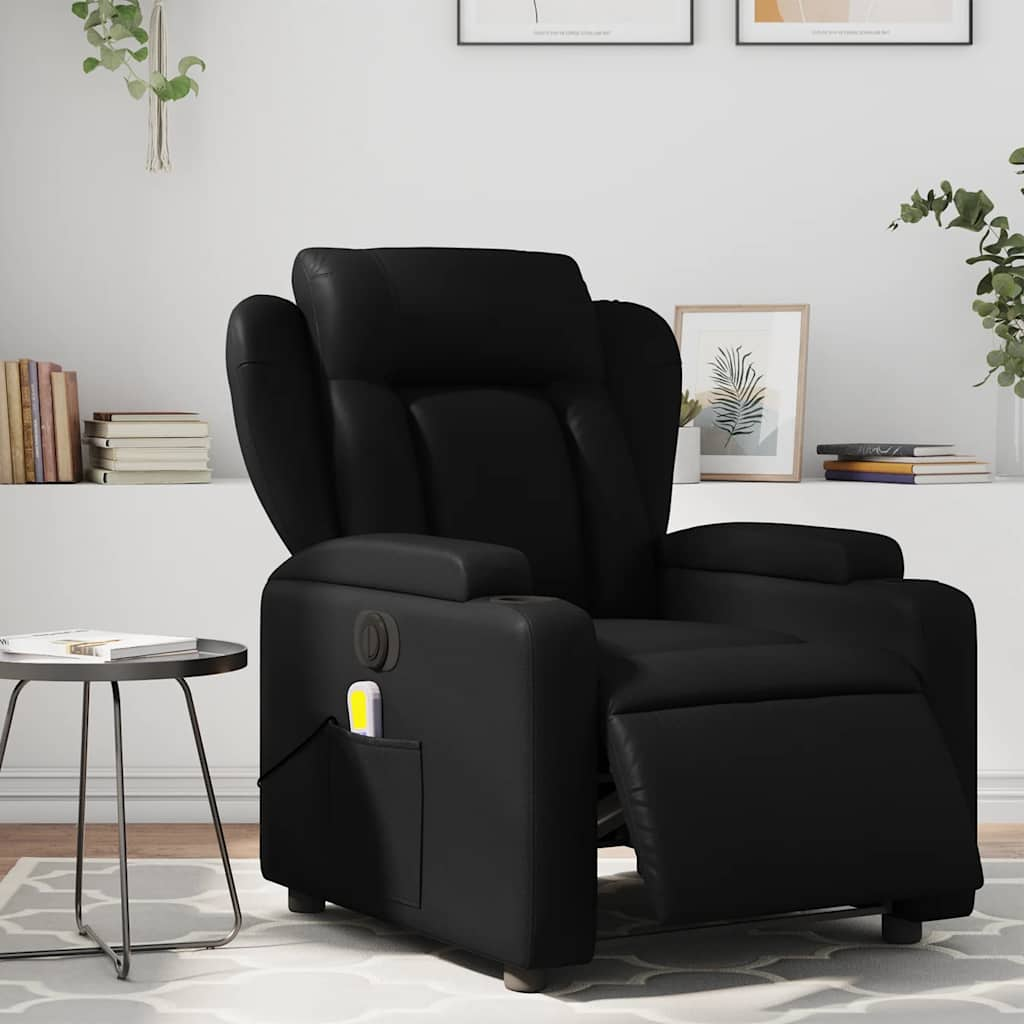 Vetonek Sillón de masaje reclinable eléctrico cuero sintético negro