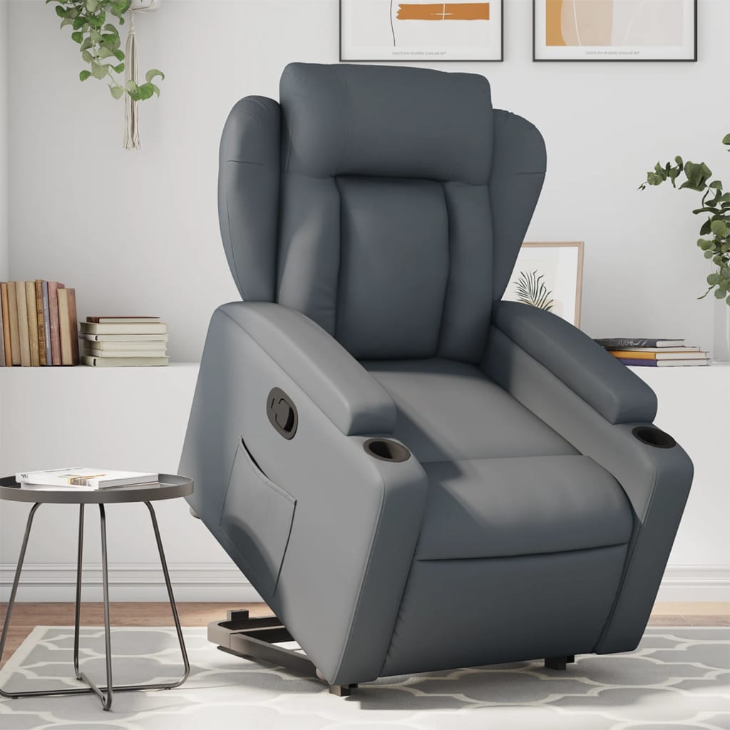 Vetonek Sillón reclinable elevable cuero artificial gris