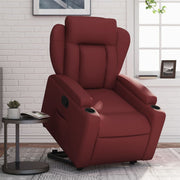Sillón reclinable elevable cuero artificial rojo tinto V0360 Vetonek