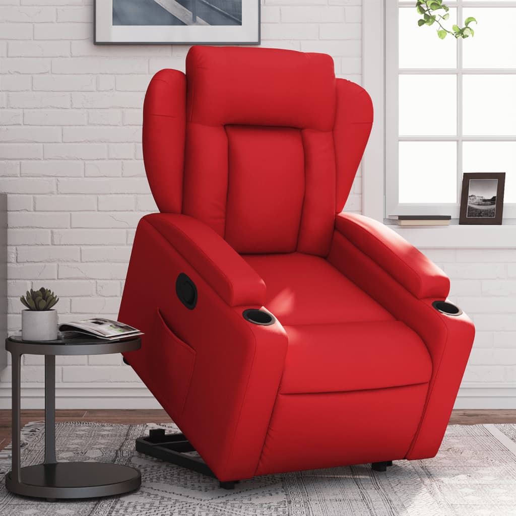 Vetonek Sillón reclinable elevable cuero artificial rojo