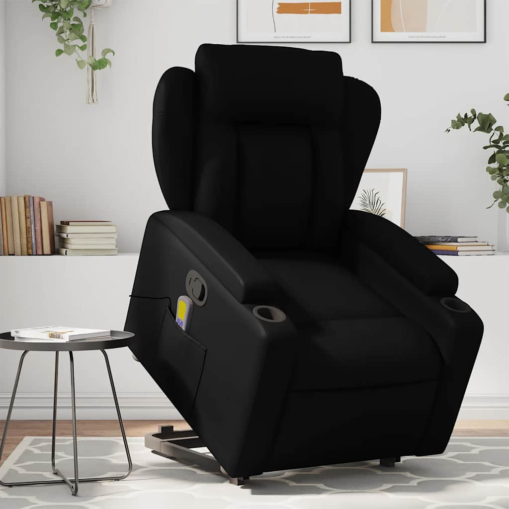 Vetonek Sillón reclinable de masaje de pie cuero artificial negro