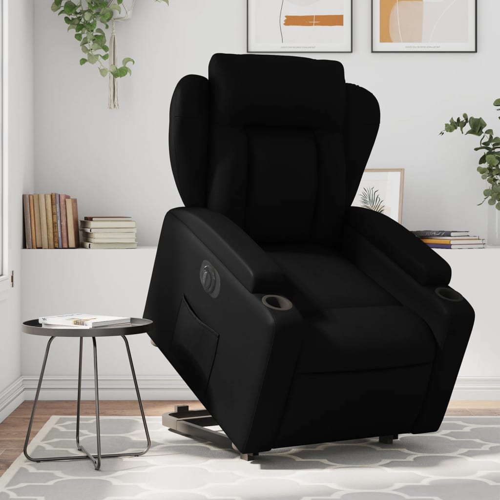 Sillón reclinable y elevable eléctrico cuero sintético negro v0469 Vetonek