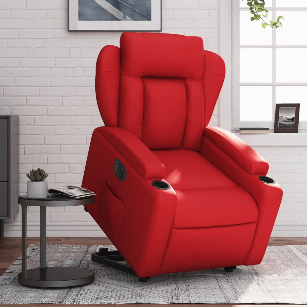 Vetonek Sillón elevable eléctrico cuero artificial rojo