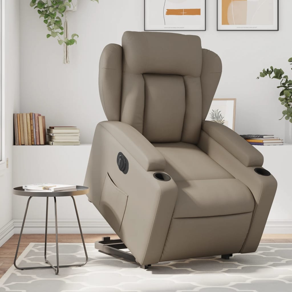 Vetonek Sillón elevable eléctrico cuero artificial capuchino