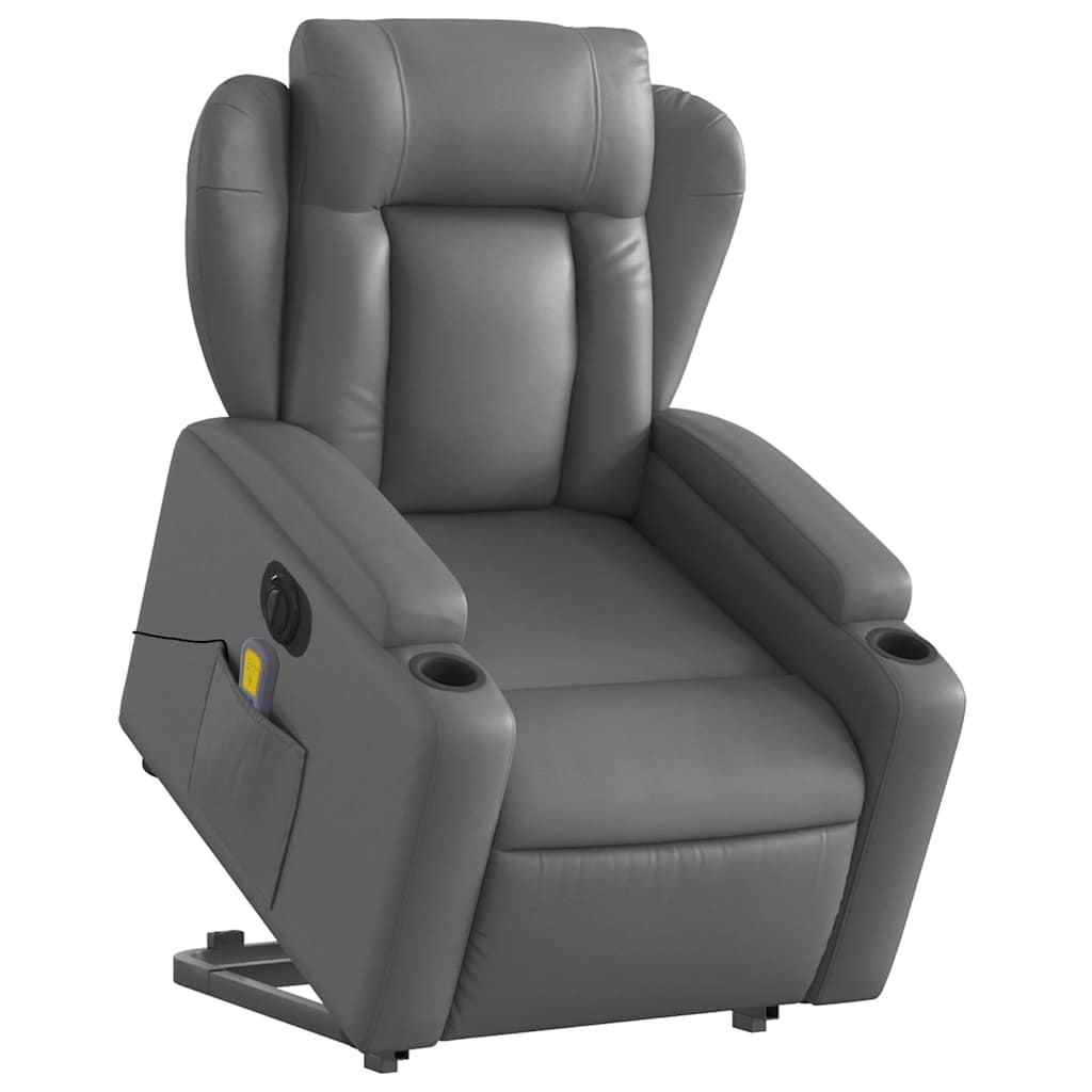 Chaise de massage électrique en cuir synthétique électrique gris