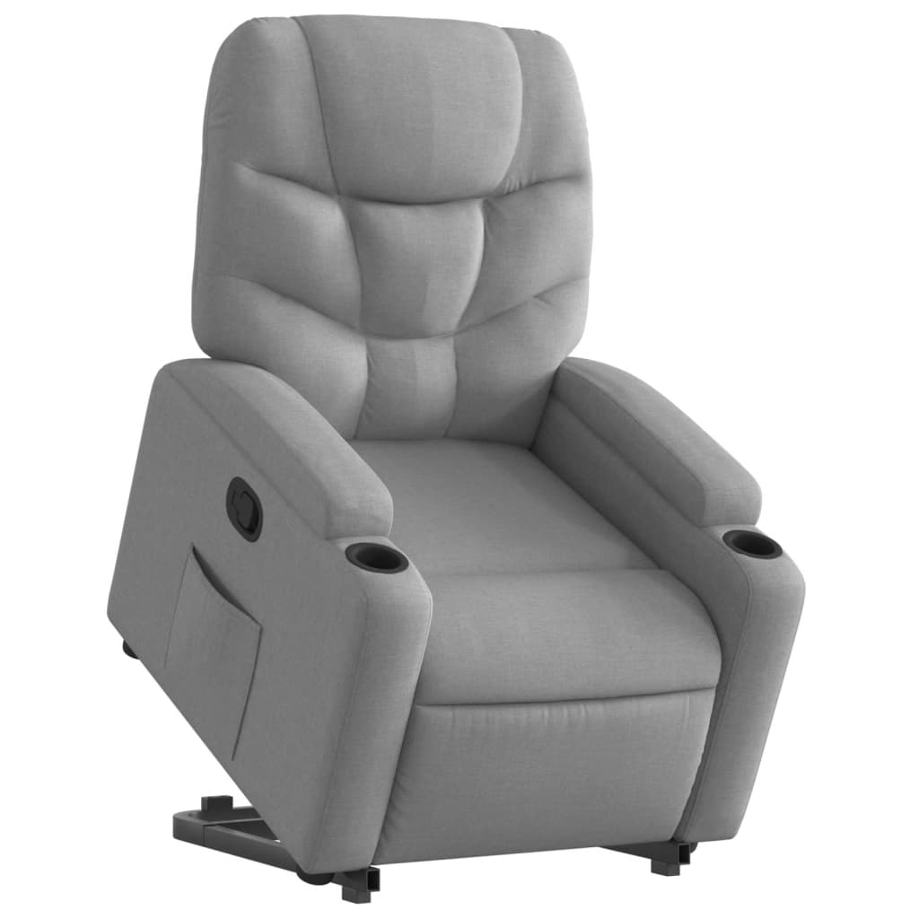 Reinclinable armchair of light gray fabric