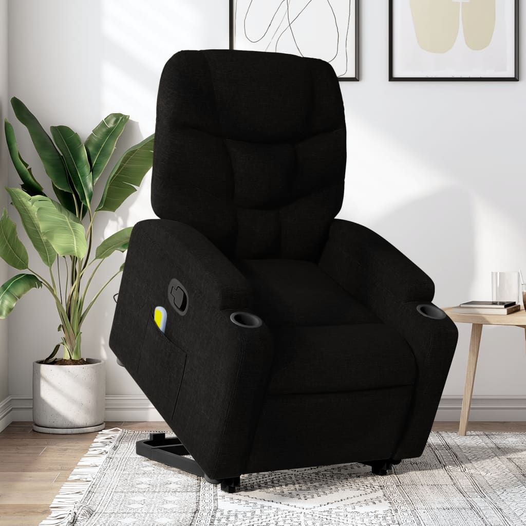 Vetonek Sillón reclinable de masaje elevable tela negro