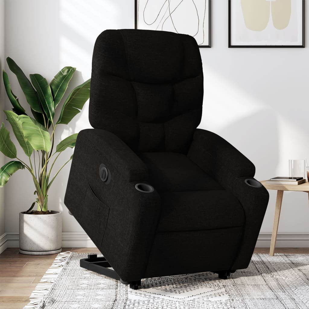 Vetonek Sillón eléctrico reclinable elevable de tela negro