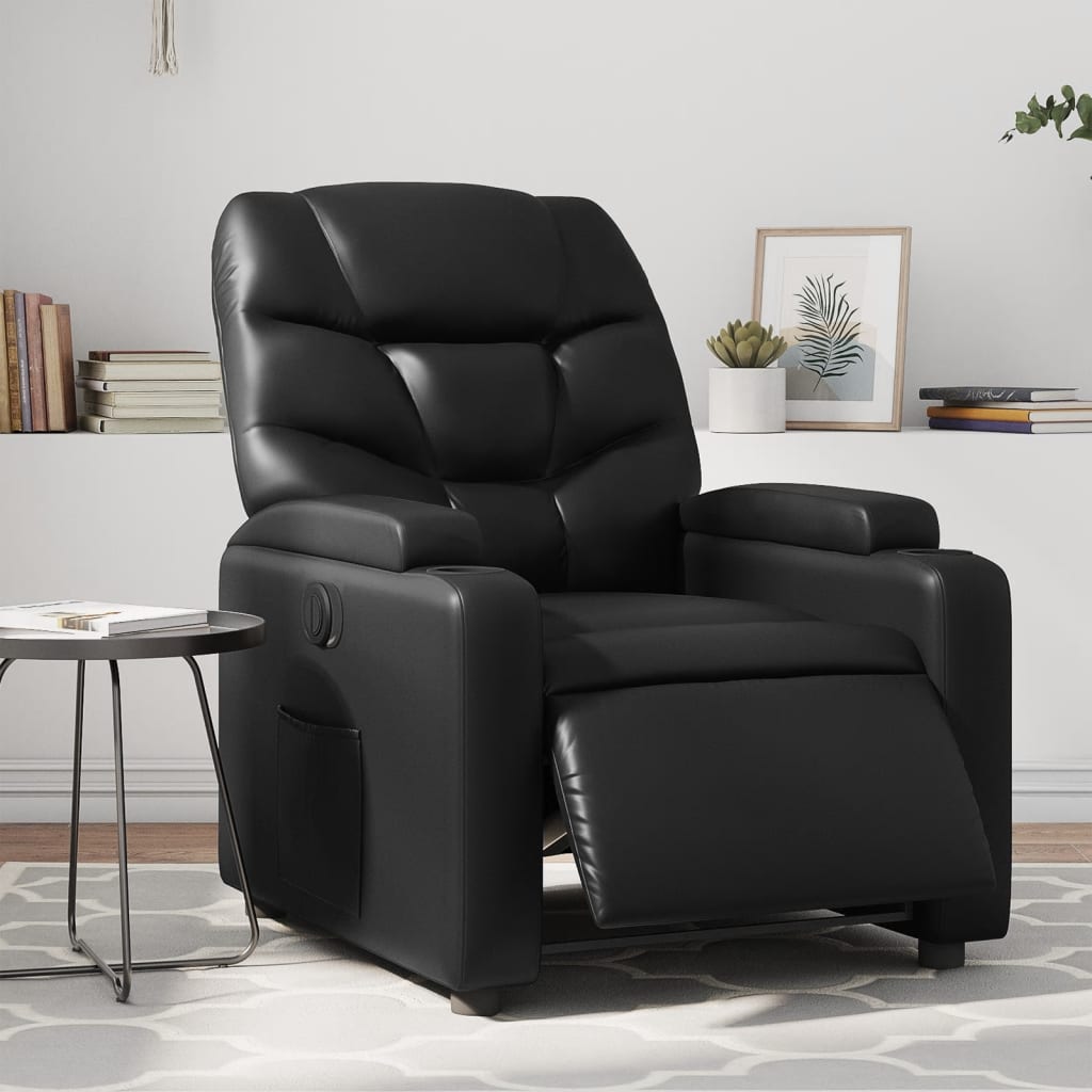 Vetonek Sillón reclinable eléctrico de cuero sintético negro