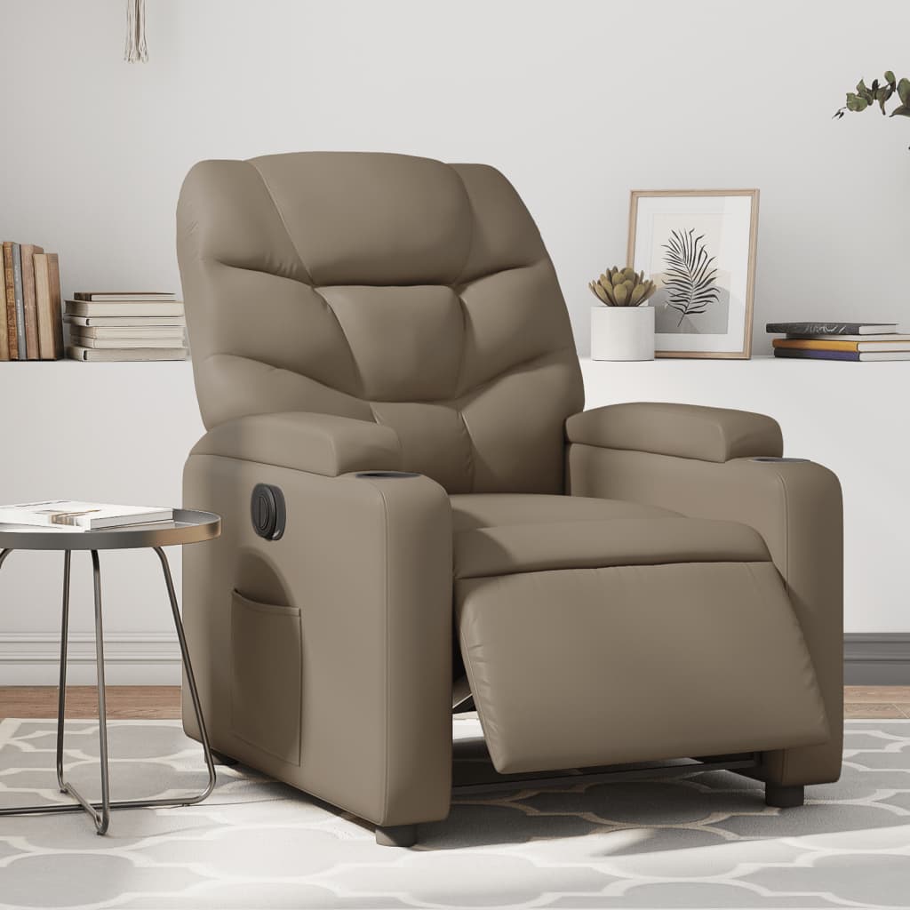 Vetonek Sillón reclinable eléctrico de cuero sintético color capuchino