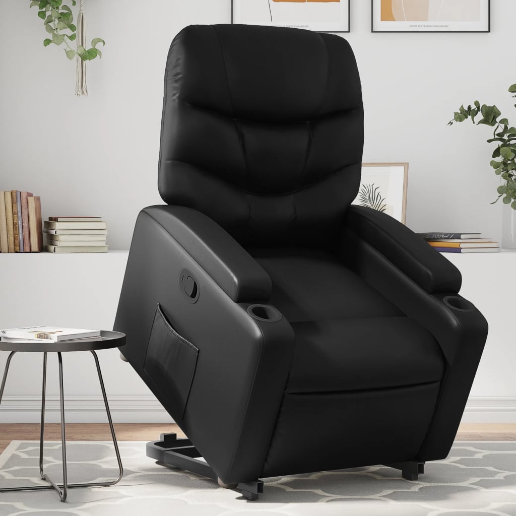 Vetonek Sillón reclinable elevable cuero artificial negro