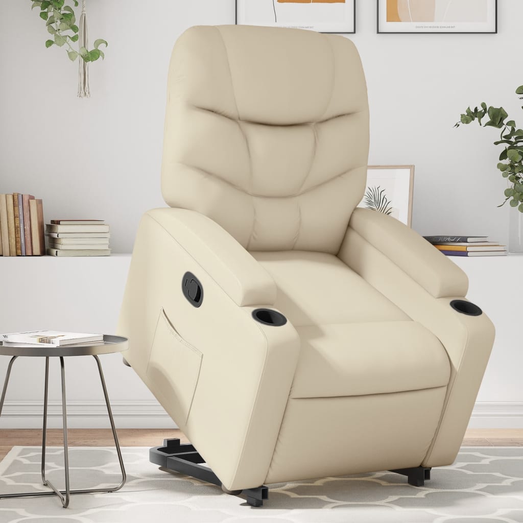 Vetonek Sillón reclinable elevable cuero artificial color crema