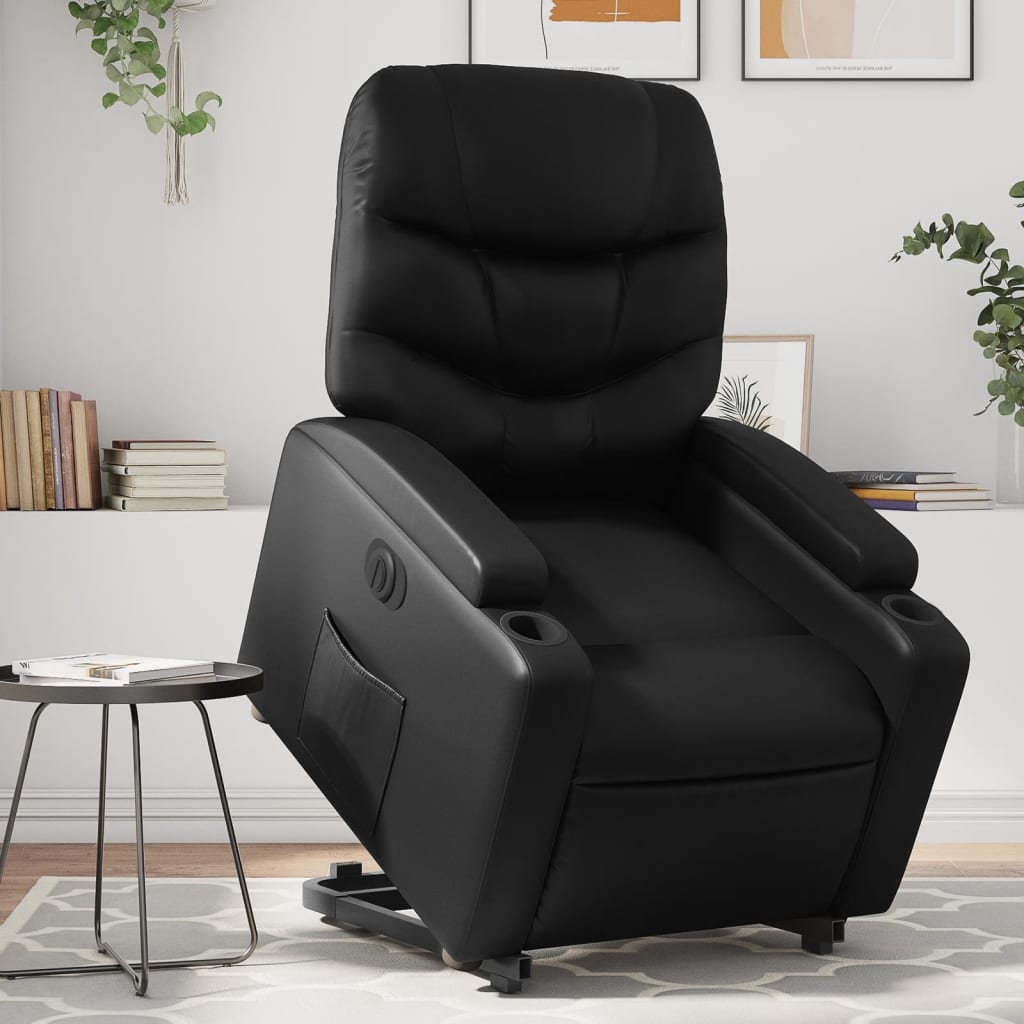 Vetonek Sillón reclinable y elevable eléctrico cuero sintético negro