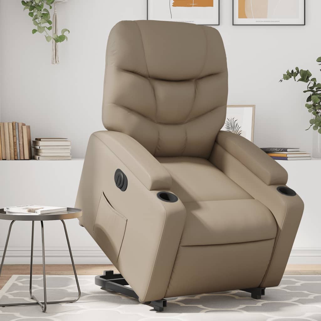 Vetonek Sillón elevable eléctrico cuero artificial capuchino