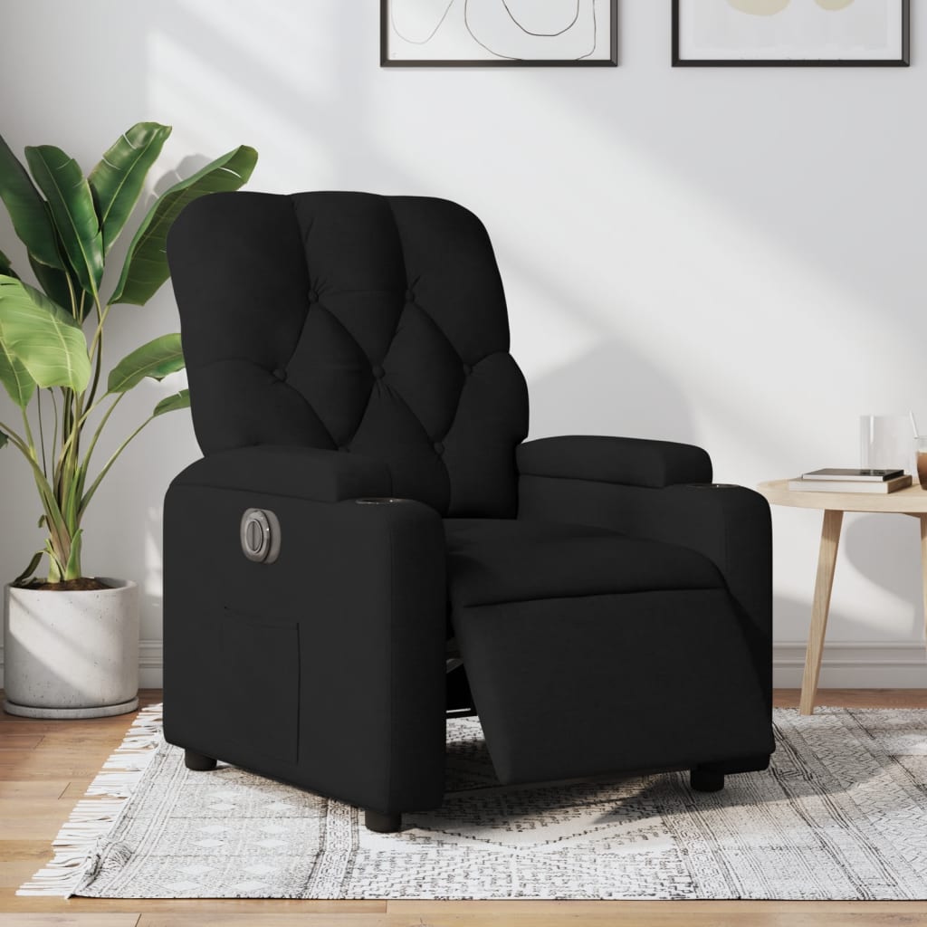 Vetonek Sillón reclinable eléctrico de tela negro