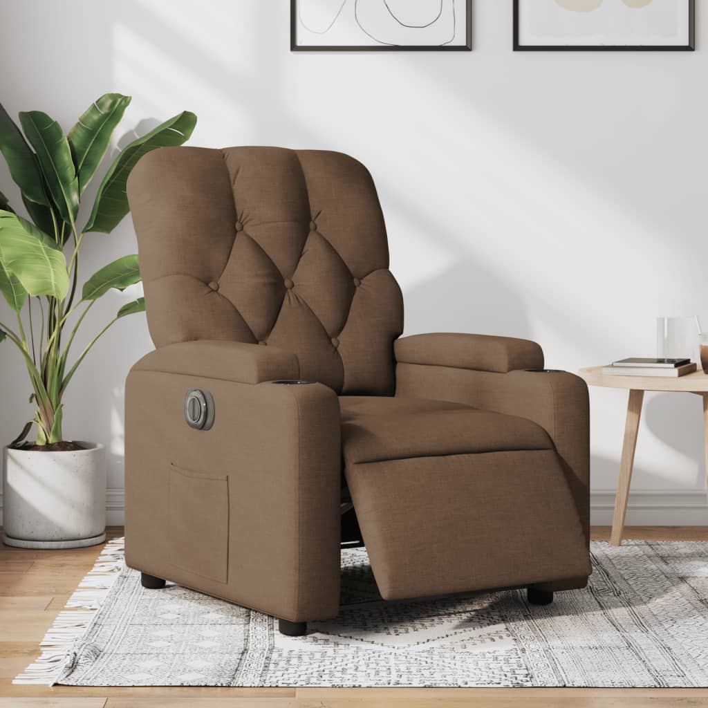 Vetonek Sillón reclinable eléctrico de tela marrón