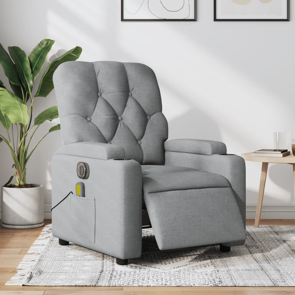 Vetonek Sillón reclinable de masaje eléctrico tela gris claro