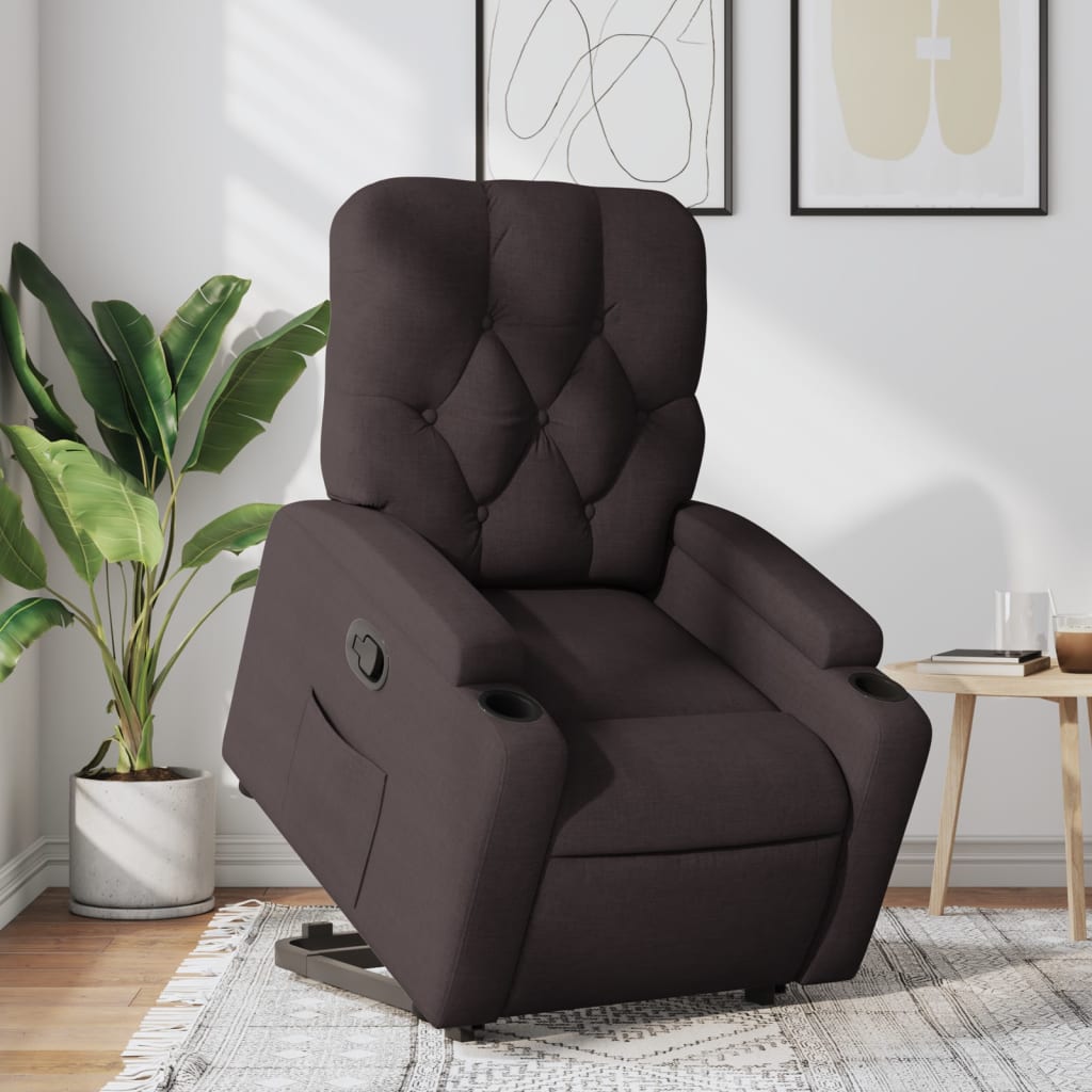 Vetonek Sillón reclinable elevable tela marrón oscuro