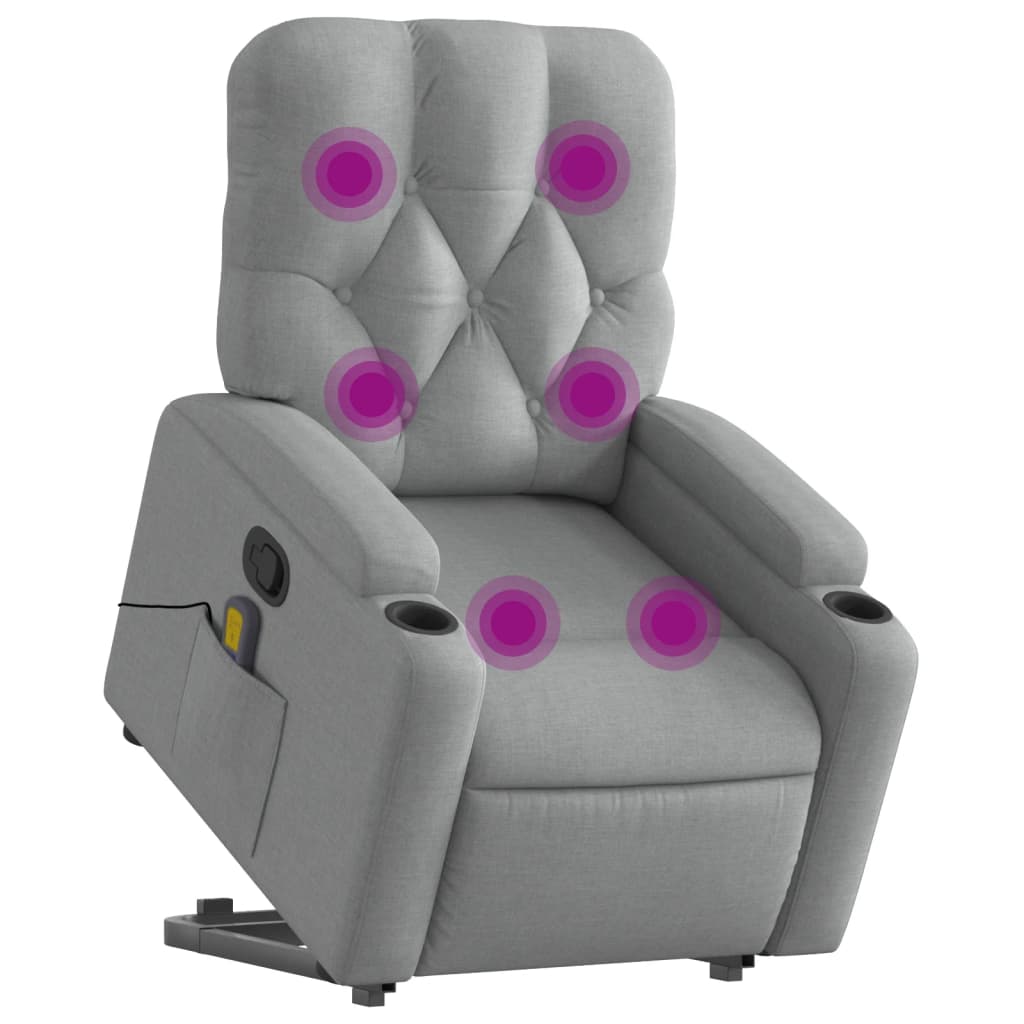 Reclining massage armchair with a light gray foot foot