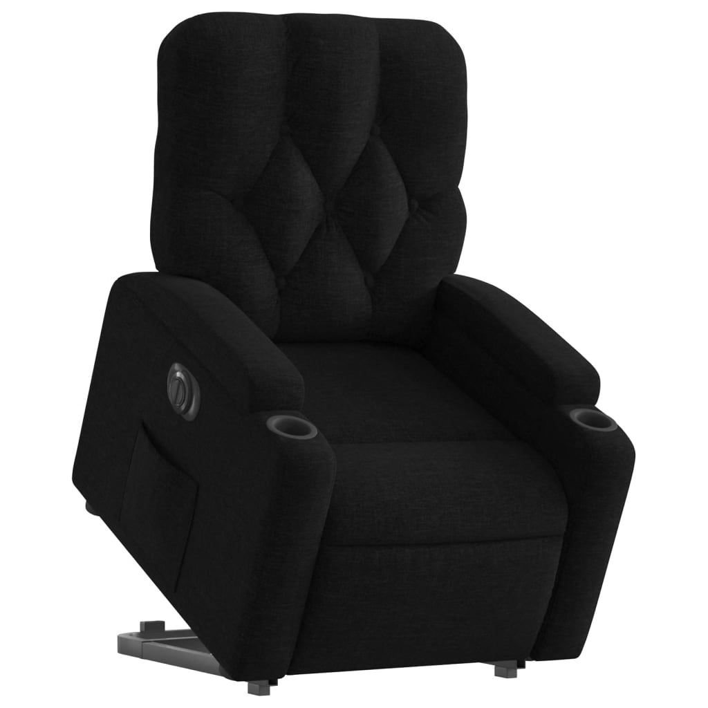 Sillón eléctrico reclinable elevable de tela negro