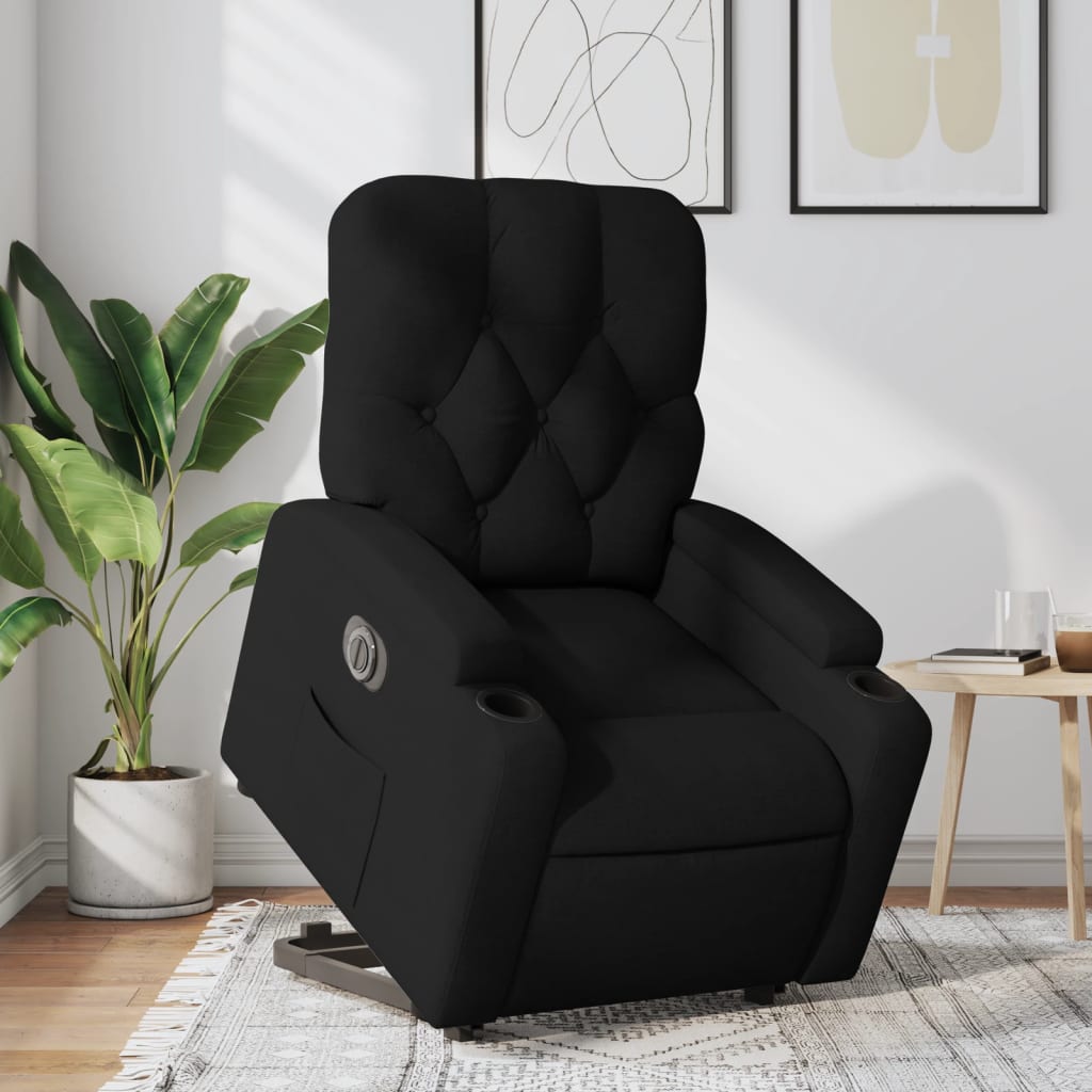 Vetonek Sillón eléctrico reclinable elevable de tela negro