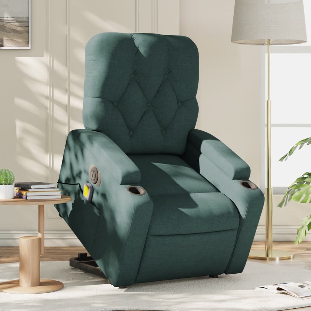 Vetonek Sillón masaje eléctrico reclinable elevable tela verde oscuro