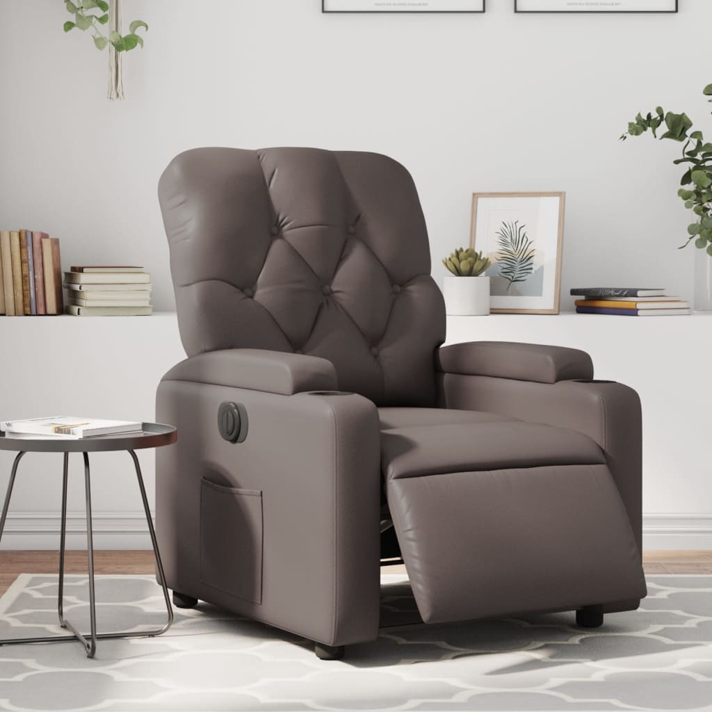 Vetonek Sillón reclinable eléctrico de cuero sintético marrón