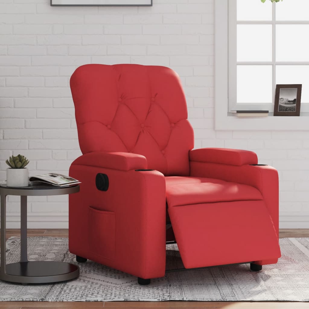 Vetonek Sillón reclinable eléctrico de cuero sintético rojo