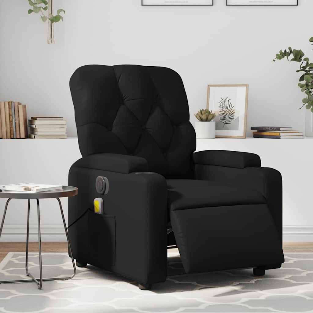 Vetonek Sillón de masaje reclinable eléctrico cuero sintético negro