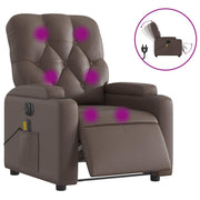 Sillón de masaje reclinable eléctrico cuero sintético marrón V2555 Vetonek