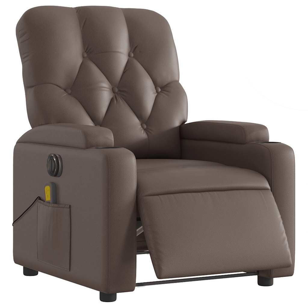 Sillón de masaje reclinable eléctrico cuero sintético marrón V2555 Vetonek