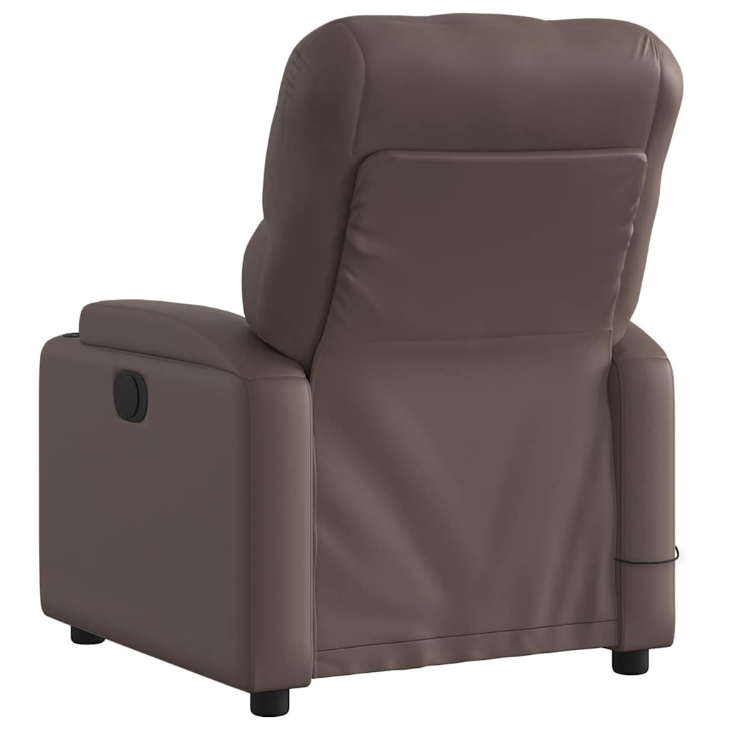 Sillón de masaje reclinable eléctrico cuero sintético marrón V2555 Vetonek
