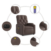 Sillón de masaje reclinable eléctrico cuero sintético marrón V2555 Vetonek