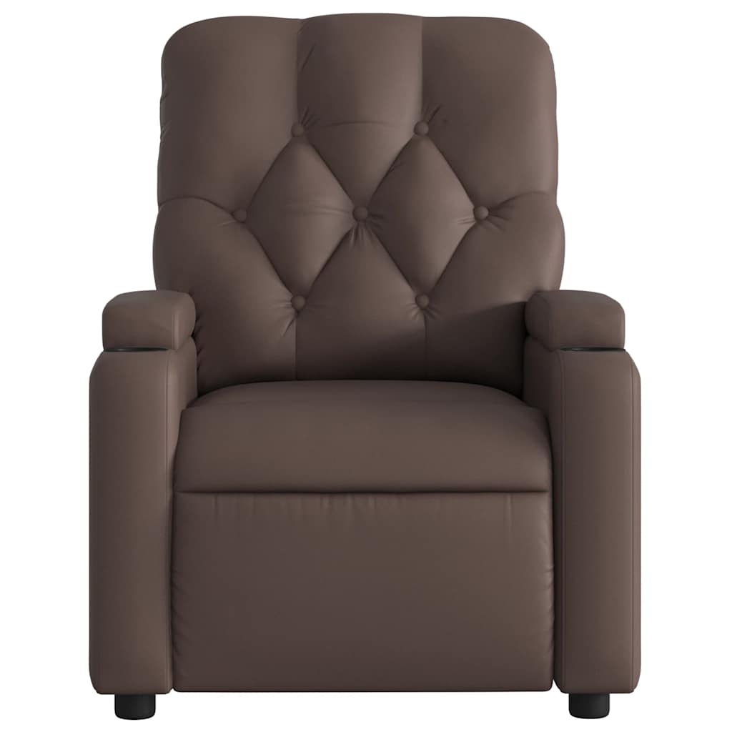 Sillón de masaje reclinable eléctrico cuero sintético marrón V2555 Vetonek