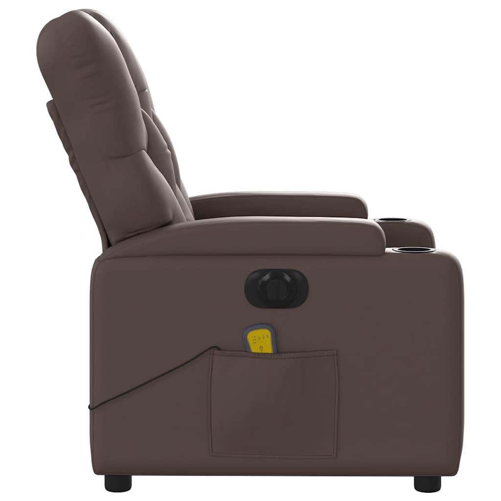 Sillón de masaje reclinable eléctrico cuero sintético marrón V2555 Vetonek