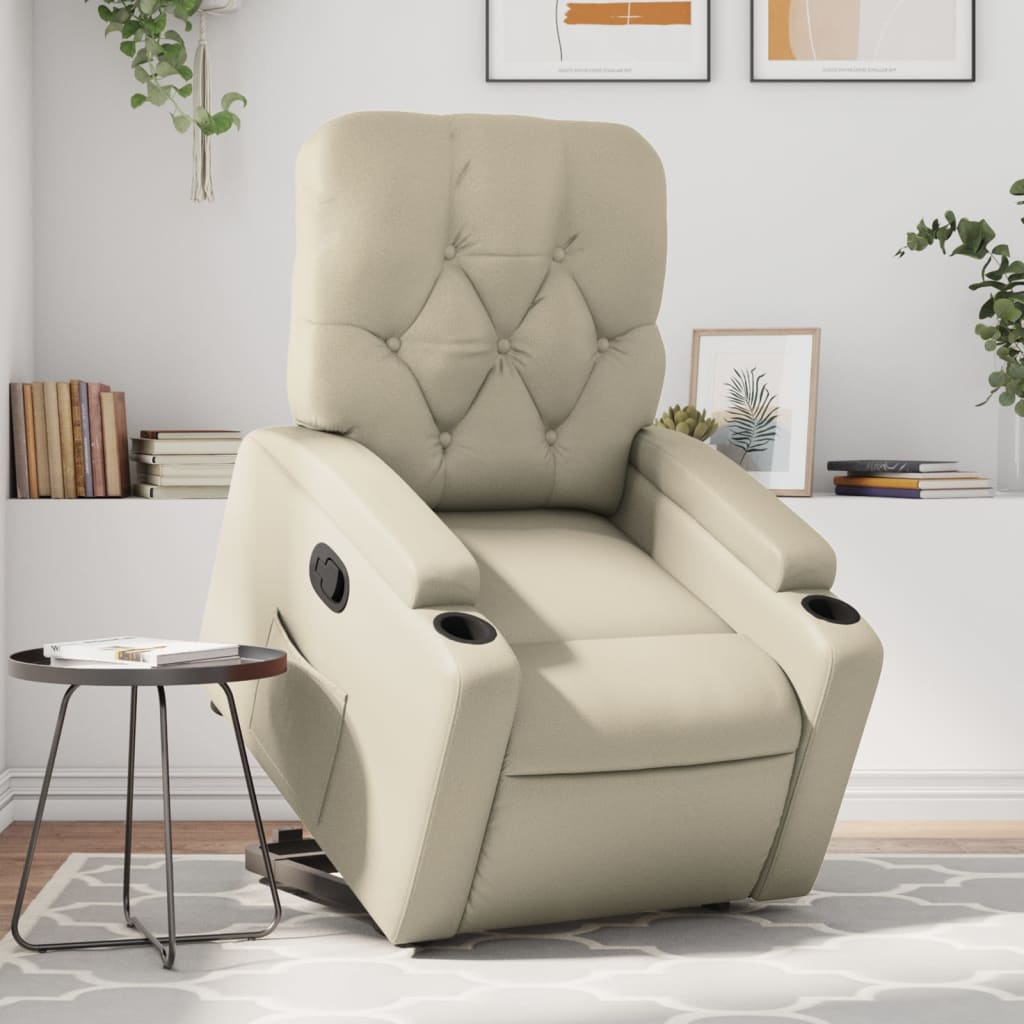 Vetonek Sillón reclinable elevable cuero artificial color crema