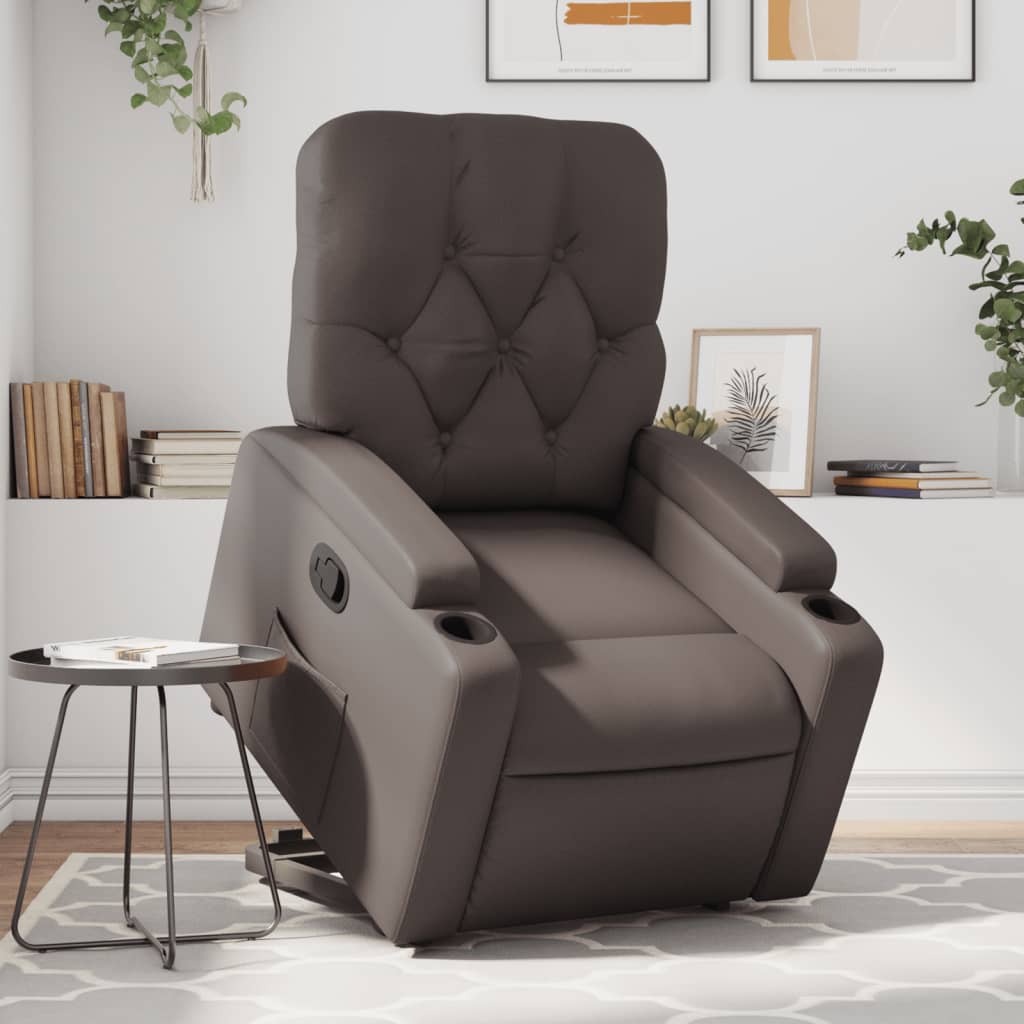 Vetonek Sillón reclinable elevable cuero sintético marrón