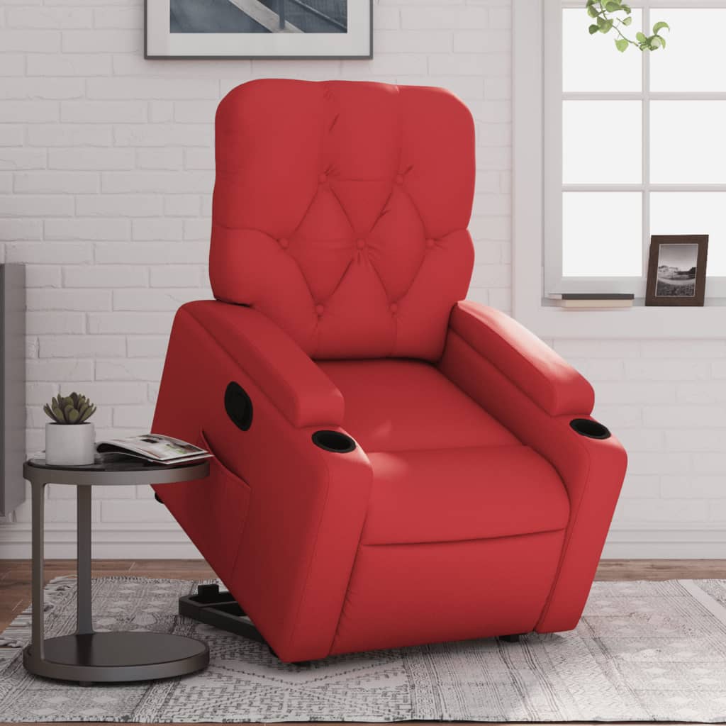 Vetonek Sillón reclinable elevable cuero artificial rojo