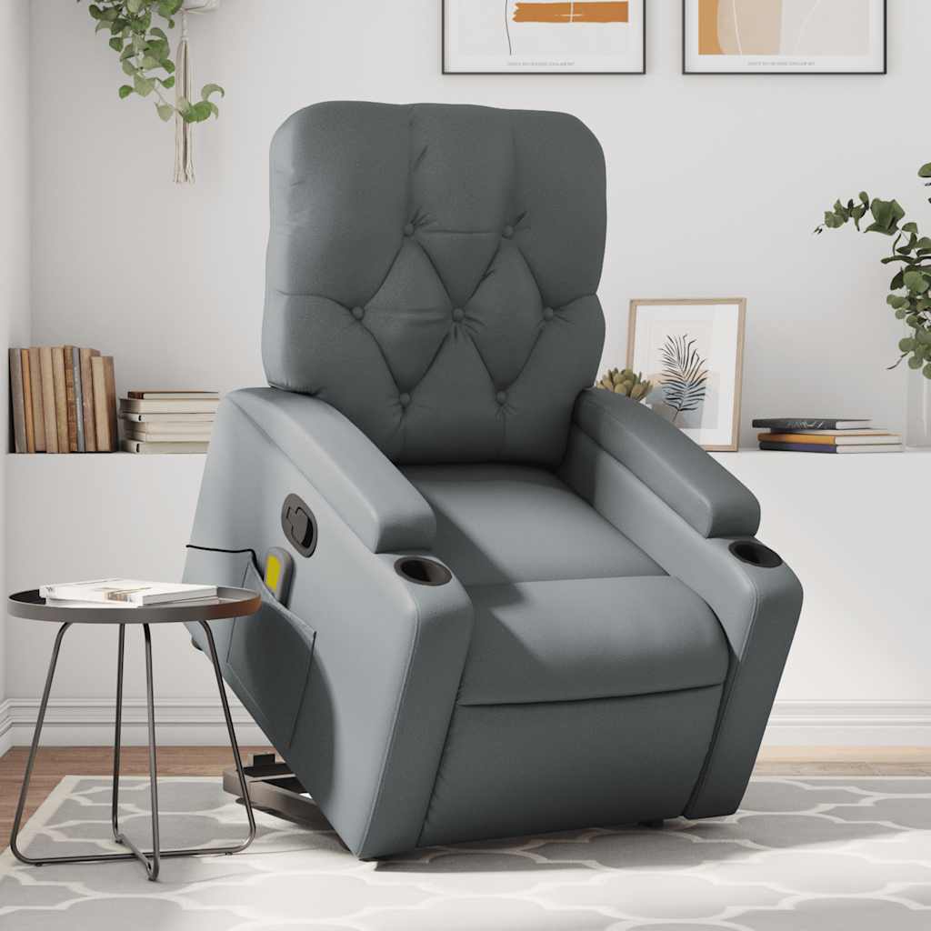 Vetonek Sillón reclinable de masaje de pie cuero artificial gris