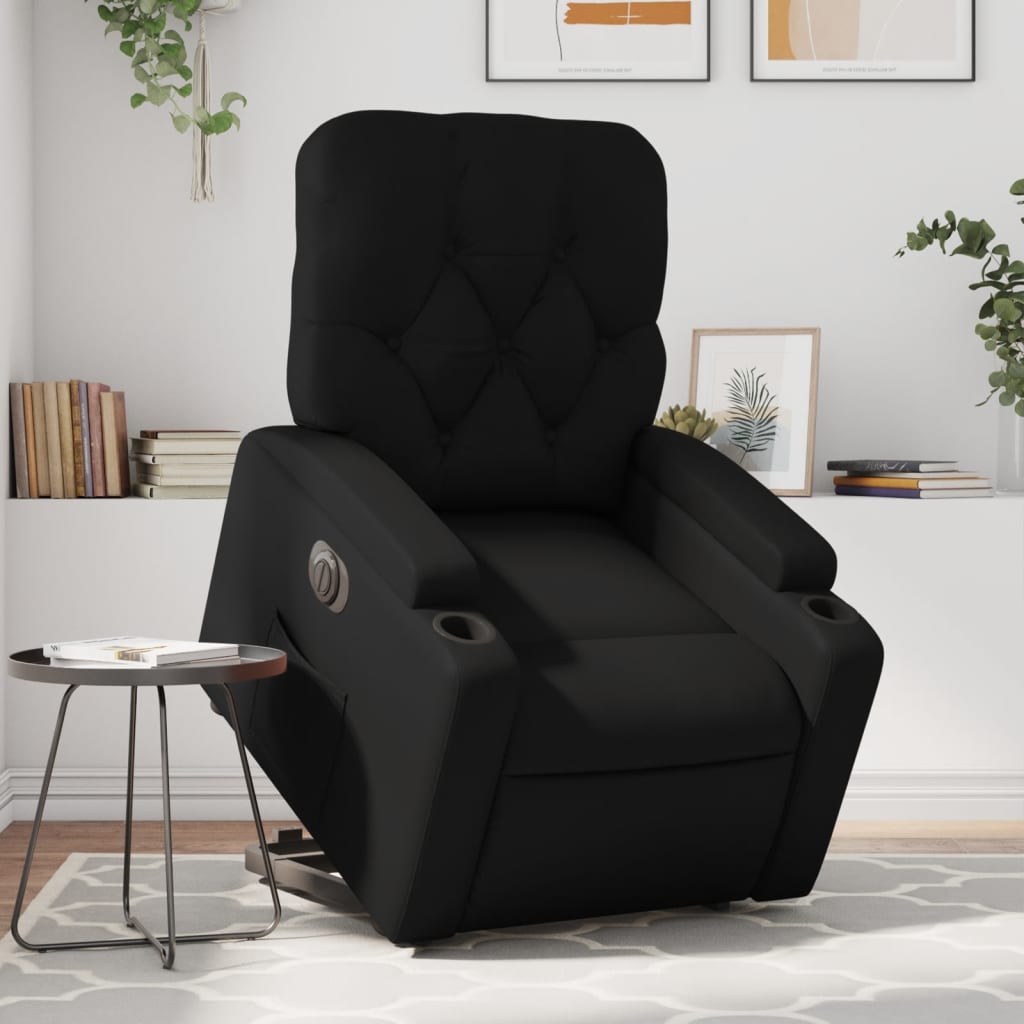 Vetonek Sillón reclinable y elevable eléctrico cuero sintético negro