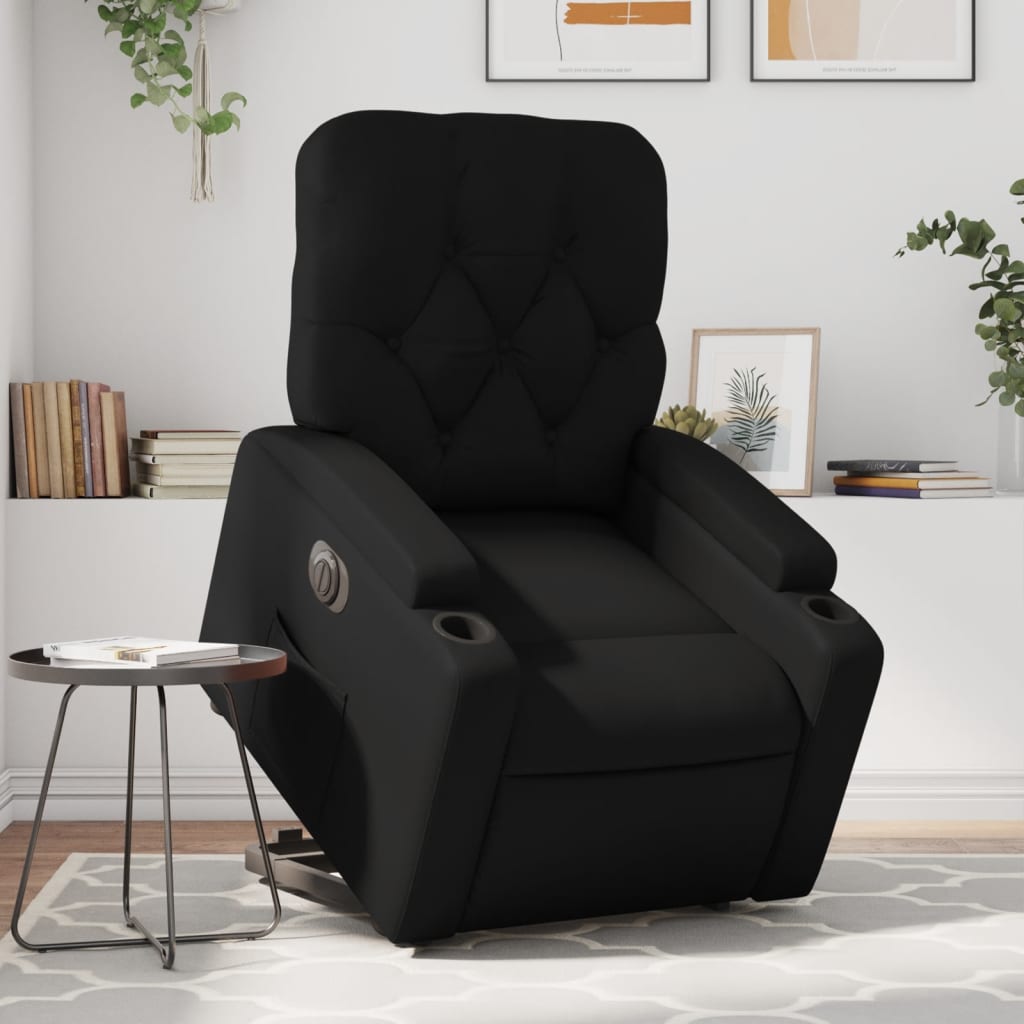 Sillón reclinable y elevable eléctrico cuero sintético negro v2746 Vetonek