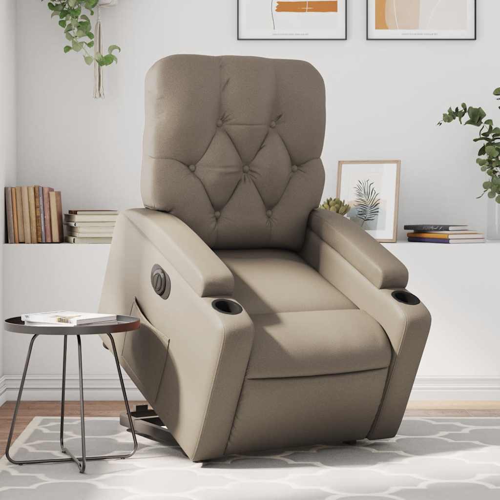 Vetonek Sillón elevable eléctrico cuero artificial capuchino