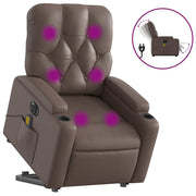 Sillón de masaje elevable eléctrico cuero sintético marrón V2838 Vetonek
