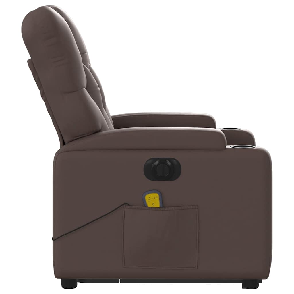 Sillón de masaje elevable eléctrico cuero sintético marrón V2838 Vetonek