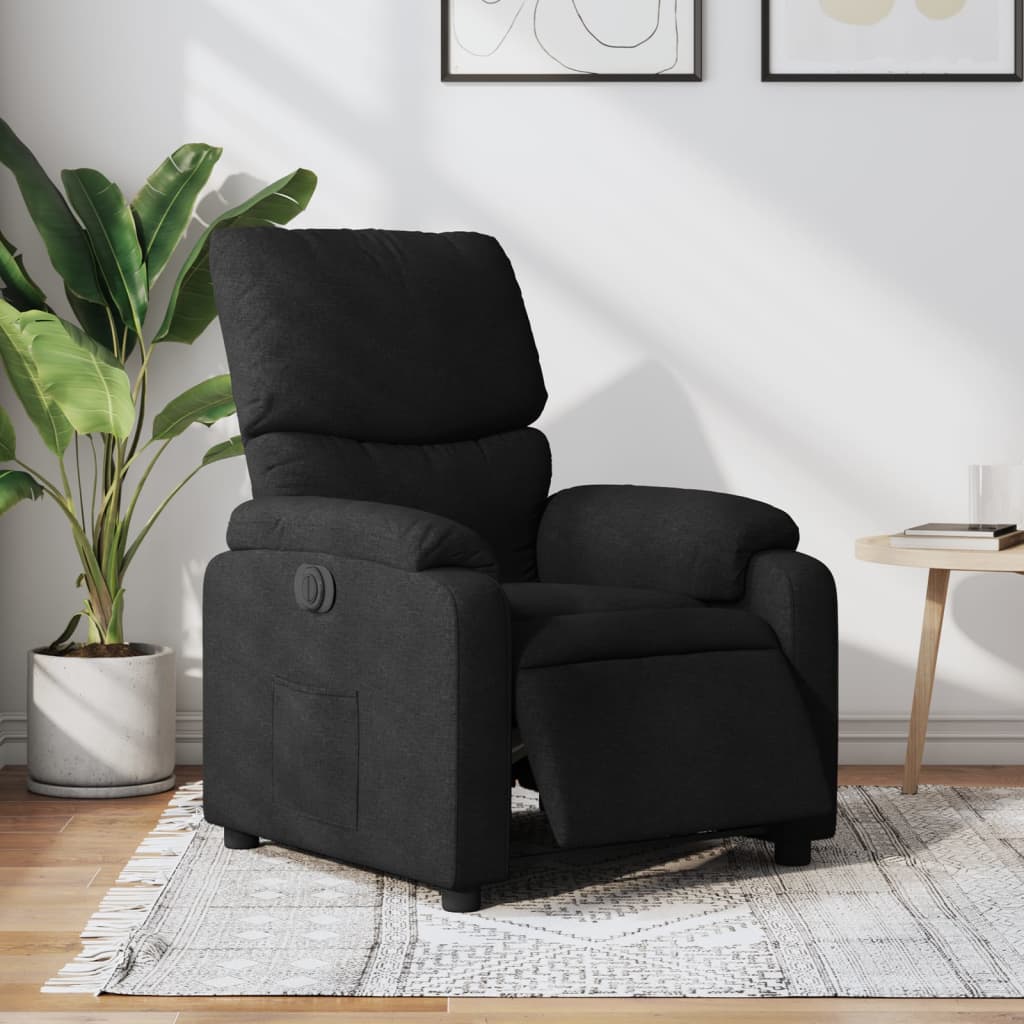 Vetonek Sillón reclinable eléctrico de tela negro