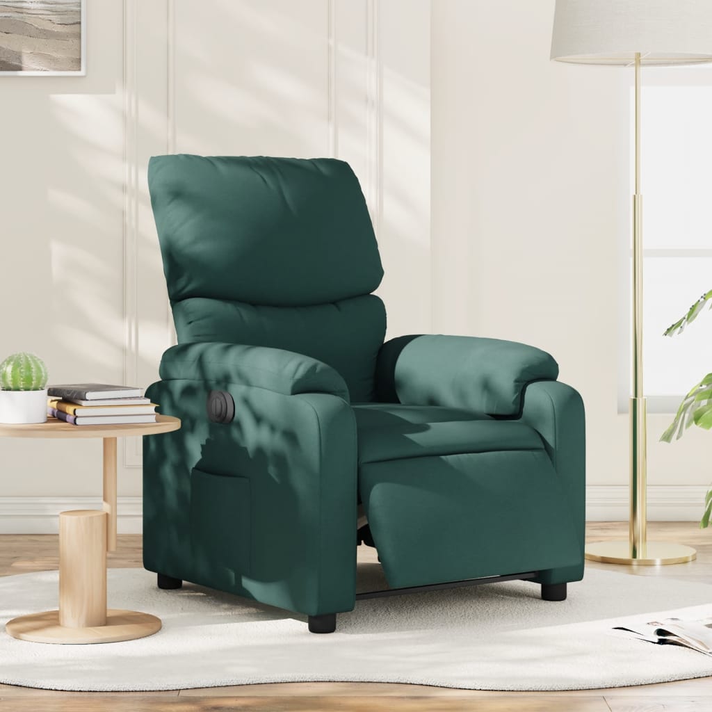 Vetonek Sillón reclinable eléctrico tela verde oscuro